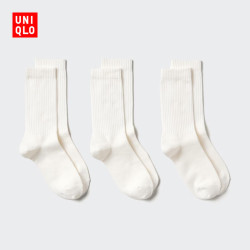 优衣库 袜子/3双装女装26春夏新款482724 487091 482724/00白色 S /M/23～25 cm