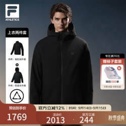 FILA 软壳丨三合一运动外套26冬新男女防风户外上衣 正黑色-BK M 170/92A/M
