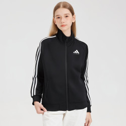 adidas 儿童轻运动简约舒适立领运动夹克外套 TR30JTK 黑/白 116