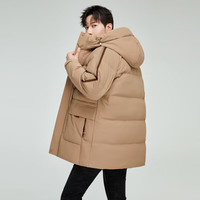 雪中飞 男士短款连帽羽绒服 卡其色 XL 180/96A