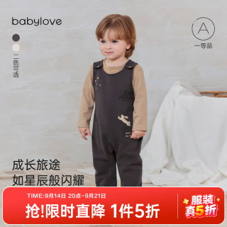 Babylove 宝宝背带裤春秋季裤子外出束脚裤婴幼儿百搭星跃童话 星跃童话-深灰 73