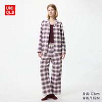优衣库 法兰绒睡衣/长袖长裤女装起居服套装488810 30 浅米色 XS