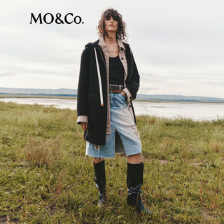 MO&Co. 摩安珂 绵羊毛骆驼绒连帽廓形女士大衣
