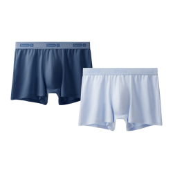 蕉内 银皮500S 10A抗菌 60支长绒棉 男士平角内裤 浅暮蓝+藏蓝 XL 2条装