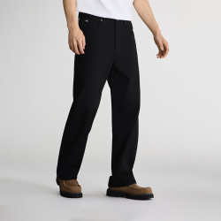 Lee 26秋冬新品五袋款761宽松阔腿牛仔裤磨毛黑色男