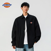 Dickies 美式复古竖纹压褶长袖衬衫 黑色 M