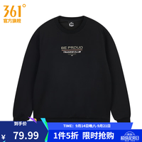 361° 运动卫衣男新款套头卫衣常规舒适上衣 超级黑 M
