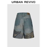 URBAN REVIVO UUV860082 水洗设计感图案 中灰蓝印花 29 男士短裤