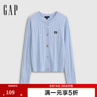 Gap 女装秋季logo彩色纽扣宽松圆领绞花针织衫上衣860681
