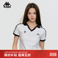卡帕 运动短袖女款Polo衫V领凉感T恤球衣风上衣K0G42PD30D 韩国白-012 L