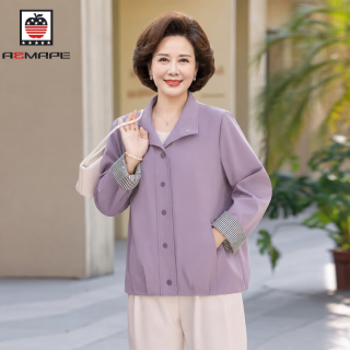 AEMAPE 妈妈秋装风衣外套女休闲洋气2026新款中老年女装春秋百搭上衣女