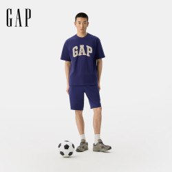 Gap 男装印花logo轻薄抽绳运动短裤宽松休闲裤727013 深蓝色 L (175/84A) 亚洲尺码
