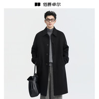 伯爵卓尔 中长款羊毛羊绒双面呢大衣男士2025初冬新款通勤外套男 P541589 月夜黑 L (175)