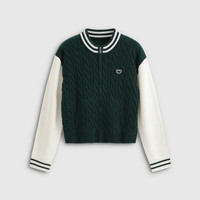 Gap 女装秋款刺绣logo羊毛混纺绞花毛衣793617 绿色 M (165/88A)亚洲尺码
