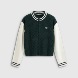 Gap 女装秋款刺绣logo羊毛混纺绞花毛衣793617 绿色 M (165/88A)亚洲尺码