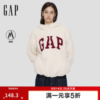 Gap 女装秋款logo抱抱绒宽松连帽卫衣外套792567 象牙白 M (165/88A) 亚洲尺码