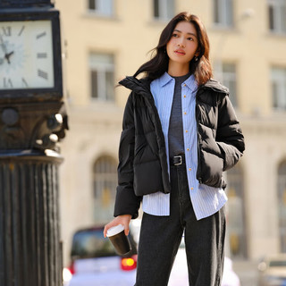 森马 90001 灰鸭绒填充 黑色 3XL 女士羽绒服