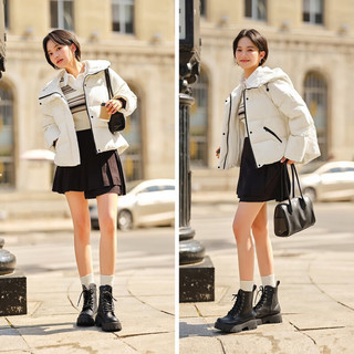 森马 10501 白鸭绒填充 奶白 3XL 女士羽绒服