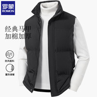 罗蒙 男士棉马甲2026秋冬新款保暖背心休闲坎肩马夹外套上衣 黑色 2XL