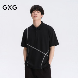 GXG 男装  黑色凉感简约基础商务短袖polo衫 黑色 185/XXL