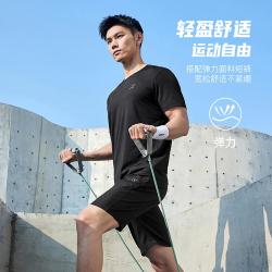 特步 男运动套装短袖T恤简约透气短裤跑步运动套装