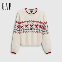 Gap 女装冬季款新年红色宽松针织衫829128 象牙白 M (165/88A) 亚洲尺码