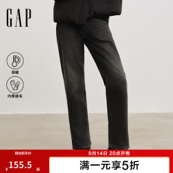 Gap 女装秋款内里磨毛保暖水洗常规经典直筒牛仔裤长裤828904 水洗黑 26 (160/68A)亚洲尺码
