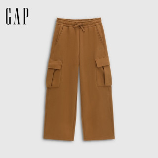 Gap 男装冬季款logo刺绣抓绒宽松工装阔腿裤休闲裤831550 棕色 L (175/84A)亚洲尺码