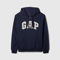 Gap 男女装秋季LOGO拉链抓绒宽松卫衣休闲外套美版851516 海军蓝 L 美码 XL亚洲码185/104A