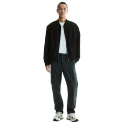 H&M 男装夹克2026夏季新款轻便飞行员合身外出无帽拉链外套1318394 黑色 L 175/108