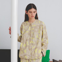 JNBY HOME 加绒V领印花睡衣家居服 黄卡其 L