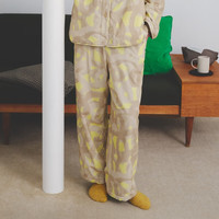 JNBY HOME 加绒V领印花睡衣家居服套装 黄卡其 M