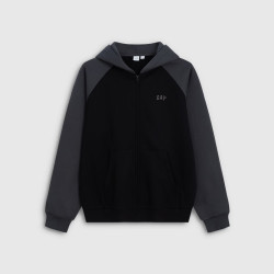 Gap 男女装2026秋新品logo刺绣连帽开衫加绒宽松卫衣1SS623706 黑色 L (175/96A) 亚洲尺码