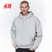 H&M 男装女装卫衣落肩袖宽松落肩宽松卫衣户外连帽衫0970819 混浅灰色 XL 180/116
