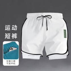 PLAYFOX 美式短裤男夏季爆款健身骑行假两件运动裤男士双层跑步训练篮球裤