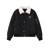 F426 国潮牌仿羊羔毛拼接豹纹字母派克棉服BDMF25DJ-7808