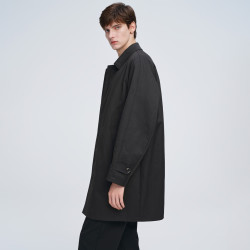 GIOVANNI VALENTINO 秋季翻领风衣男士中长款通勤商务休闲大衣外套 黑色 2XL