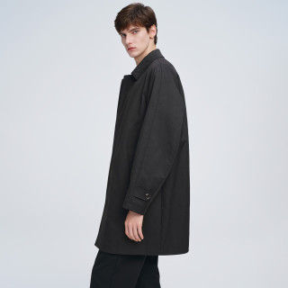 GIOVANNI VALENTINO 秋季翻领风衣男士中长款通勤商务休闲大衣外套 黑色 2XL