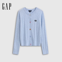 Gap 盖璞 860681 彩色纽扣绞花针织衫 浅蓝色 M
