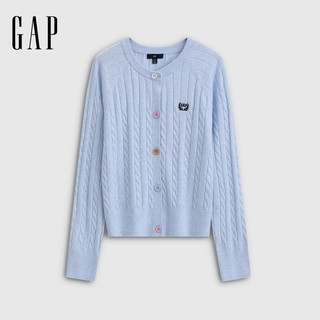 Gap 盖璞 860681 彩色纽扣绞花针织衫 浅蓝色 M
