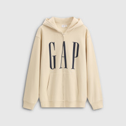 Gap 男女装秋季logo印花抓绒宽松运动连帽衫卫衣786920 米色 XL (180/100A)亚洲尺码