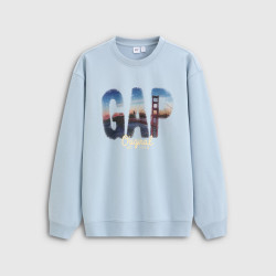 Gap 男女装秋季印花logo宽松圆领长袖卫衣休闲上衣854294 蓝色 M (170/92A)亚洲尺码