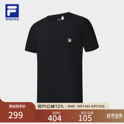 FILA 官方男子针织短袖衫2026夏新款健身运动基础防晒凉感T恤 深黑-BK 2XL 185/104A/XXL