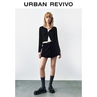 UR UR2026秋季新款女装简约基础休闲百搭修身针织开衫UWB960002+ 黑色