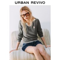 UR UR2026秋季新女装休闲学院假两件刺绣小熊针织衫UYY960075+ 冷灰