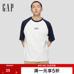 Gap 725618 纯棉撞色插肩袖 海军蓝 M 男士T恤