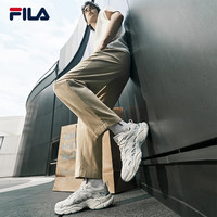 FILA 官方男鞋蕨草老爹鞋运动鞋2025夏季新款鞋子厚底休闲鞋 古白色/米绿色-AS