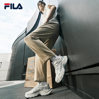 FILA 官方男鞋蕨草老爹鞋运动鞋2025夏季新款鞋子厚底休闲鞋 古白色/米绿色-AS