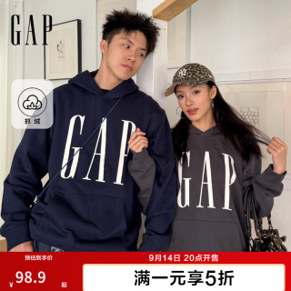 Gap 男女装2026秋新品潮流logo印花抓绒连帽宽松卫衣S (165/88A)亚洲尺码
