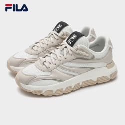 FILA 官方女鞋RIBBON老爹鞋运动鞋2025夏季新款鞋子厚底休闲鞋 奶白/裸色棕-GW 36